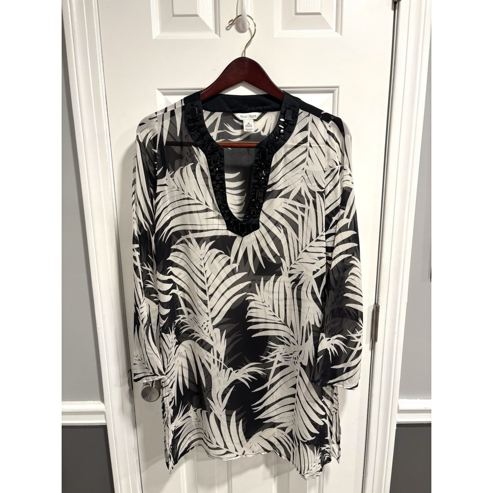 White House‎ Black Market 100% Silk Sheer Tunic, Size M